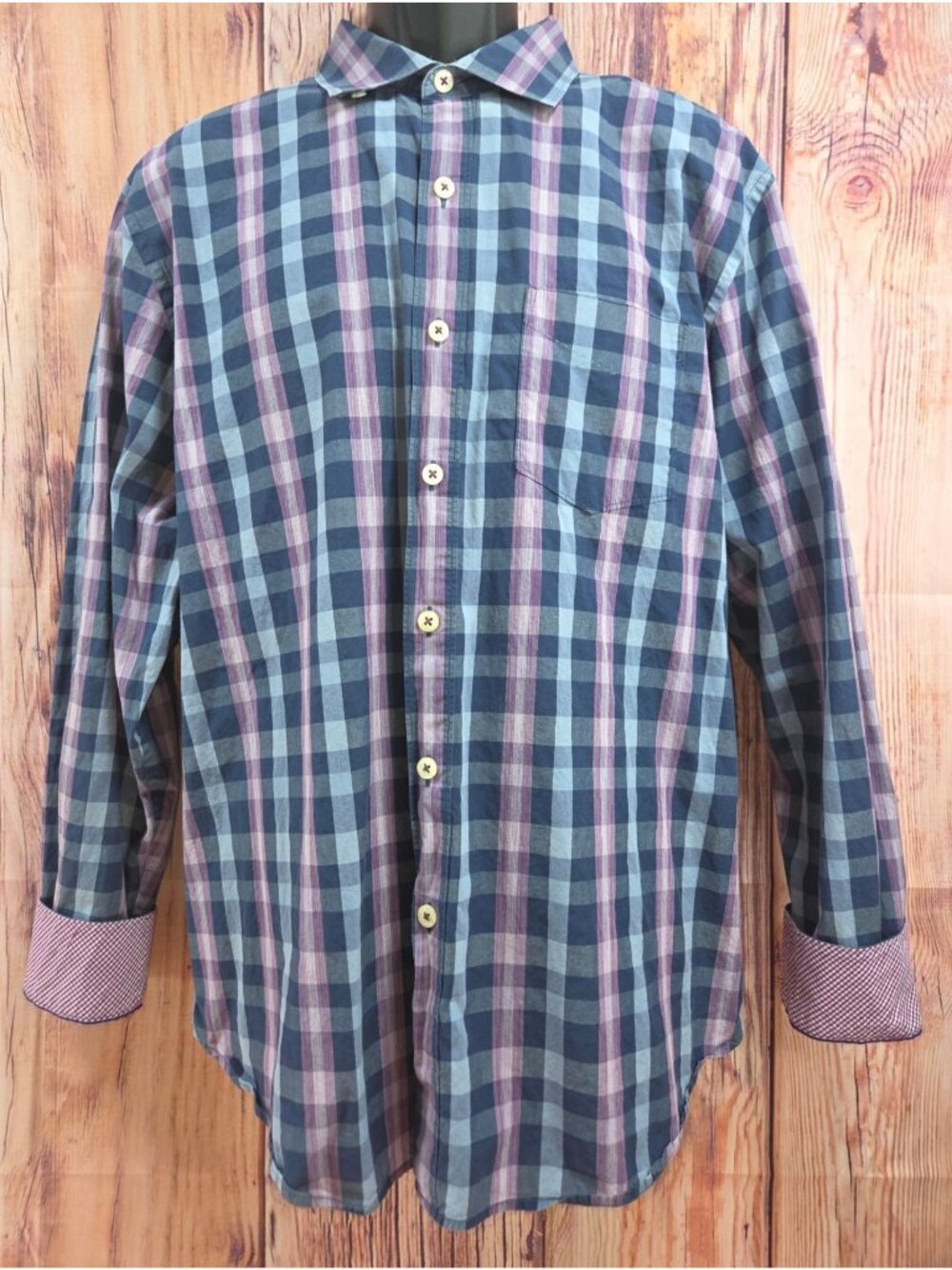Tommy Bahama Mens Purple Plaid Long Sleeve Shirt Size Large